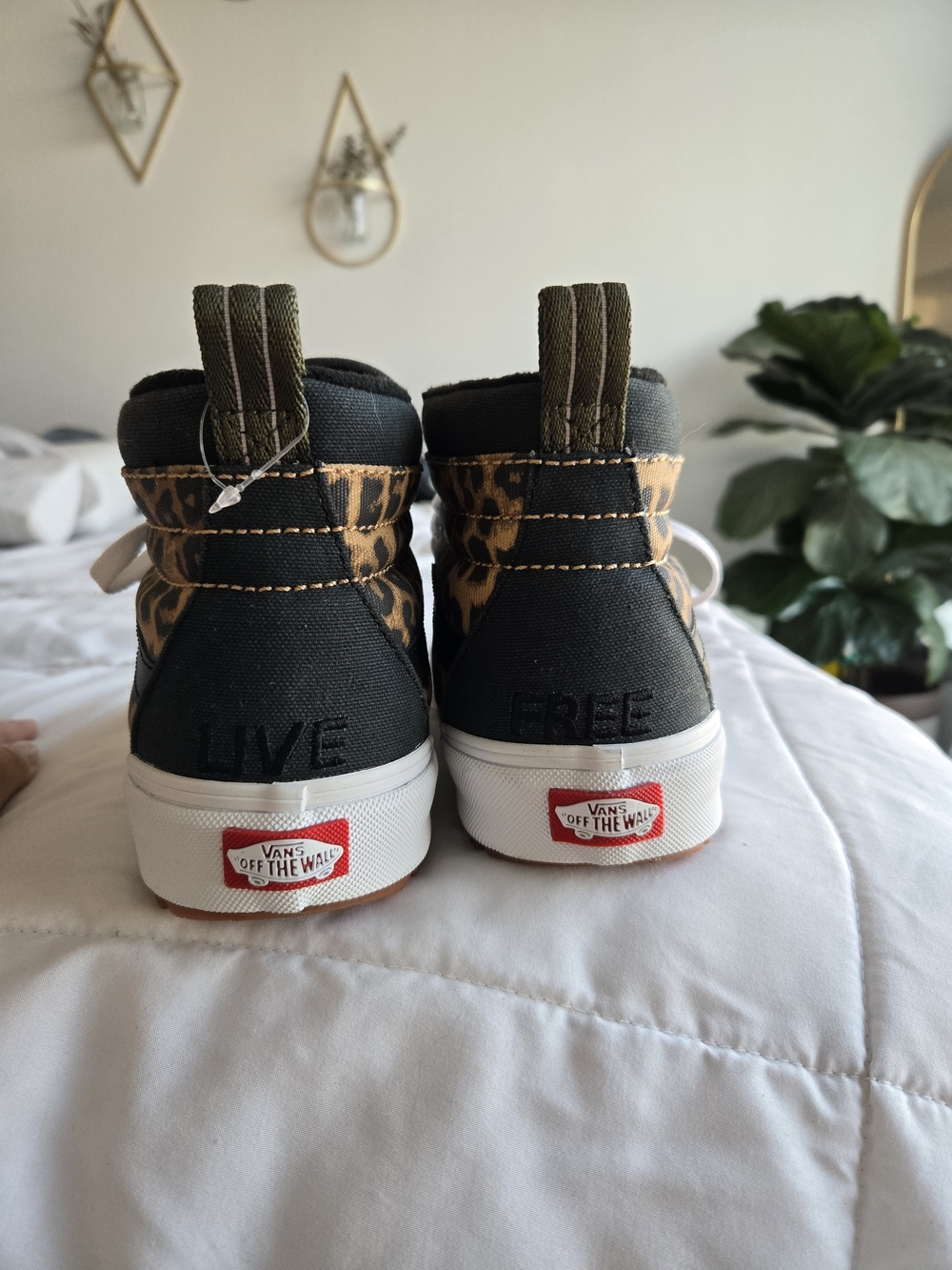Custom Vans Leopard Print High-Top Sneakers - Picture 2 of 5